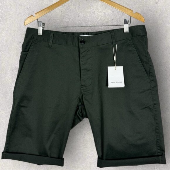 NWT Samsoe Bermuda Shorts Brown Size Large Button Fly Khaki Balder Minimal NEW L - Picture 11 of 16